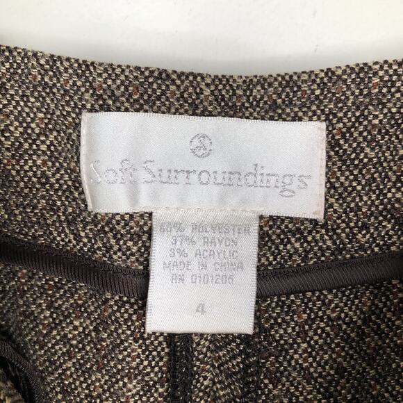 Soft Surroundings Tweed Wide Leg Trouser Pants Size 4 Textured Brown & Black - Picture 3 of 5
